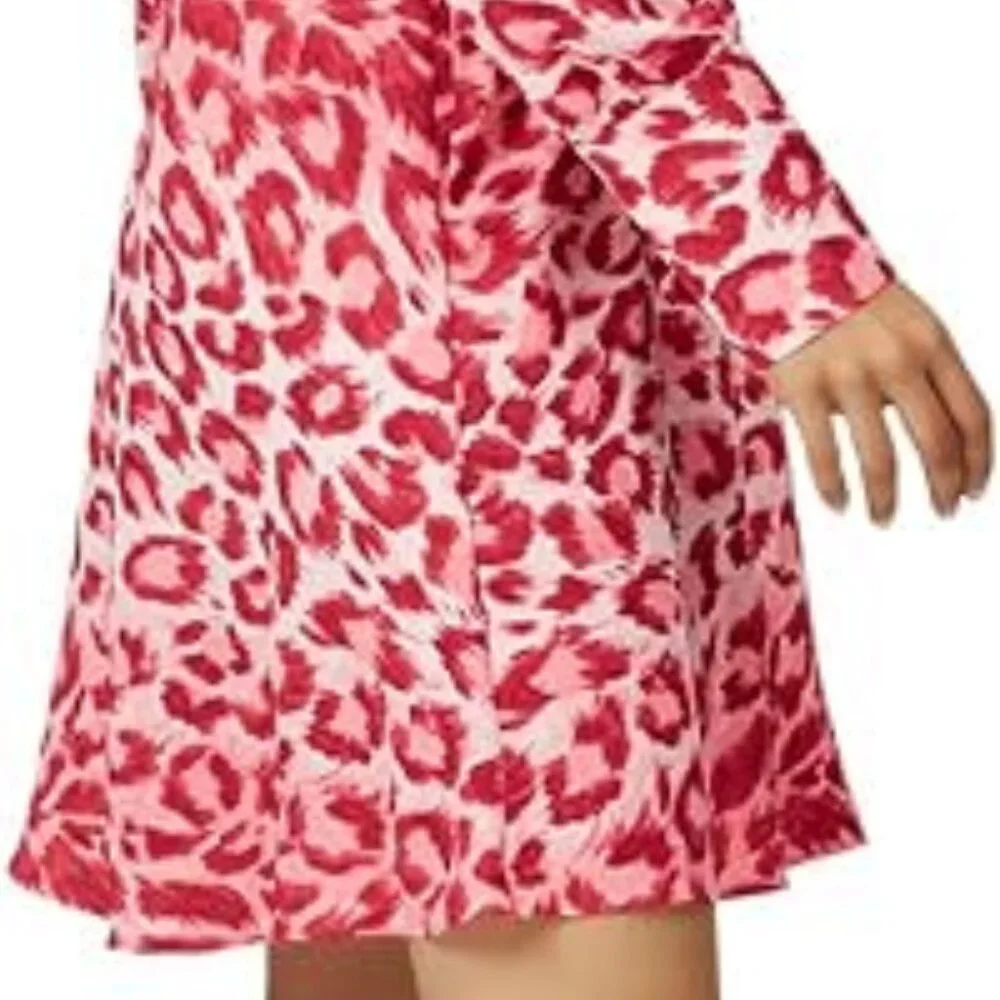 KATE SPADE NEW YORK Panthera Shirtdress in Pink + Red Leopard Print Size 2 NWOT